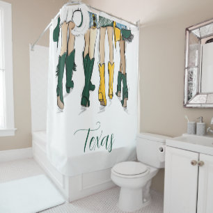 Rideaux De Douche Southern School Spirit Green & Gold Cowgirl Ladies