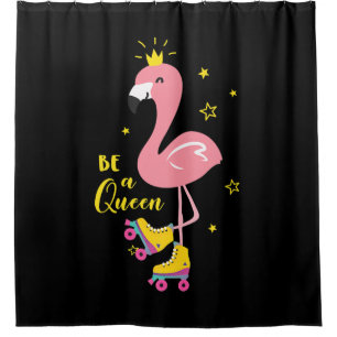 Rideaux De Douche Soyez Une Reine Rose Flamant rose Roller Femmes Fi