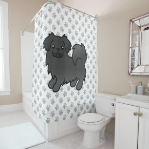 Rideaux De Douche Spaniel Tibétain Noir Chien de Dessin Animé Mignon