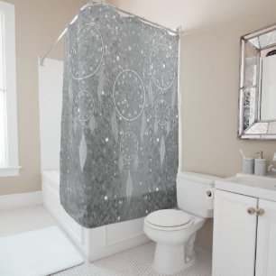 Rideaux De Douche Sparkly Silver Dreamcatchers