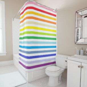 Rideaux De Douche Spectre plus large Arc-en-ciel et bandes blanches