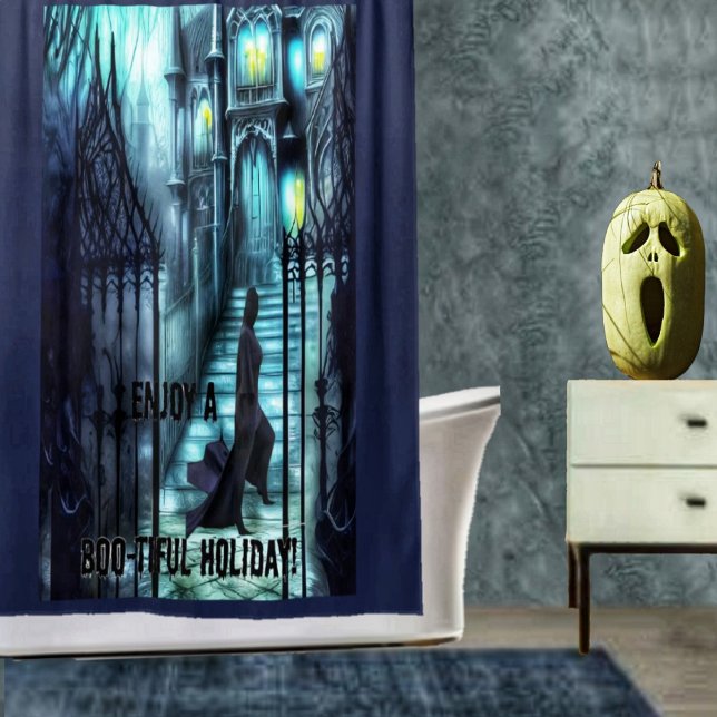Rideaux De Douche Spectre Sur Les Marches (Shower in creepy style, with this Spectre On The Steps Shower Curtain!)