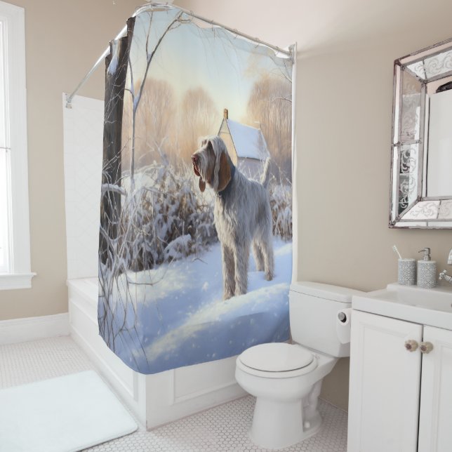 Rideaux De Douche Spinone Italiano Qu'il neige Noël (En situation)