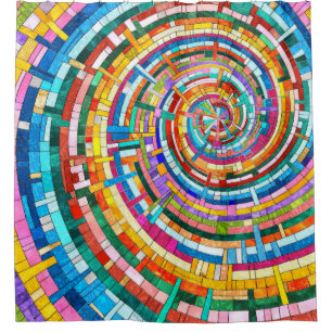 Rideaux De Douche Spirale en mosaïque colorée