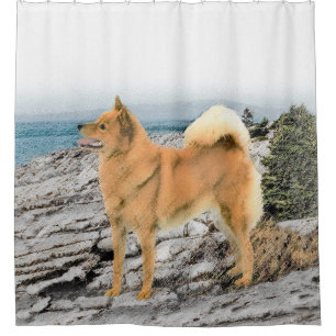 Rideaux De Douche Spitz finlandais à Seashore Peinture - Chien Art