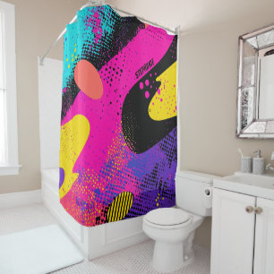 Rideaux De Douche Splash couleur Abstrait dans le style comique rétr