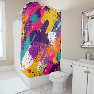 Rideaux De Douche Splash couleur Abstrait dans le style comique rétr