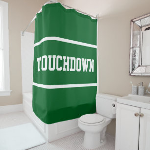 Rideaux De Douche Sporty Athletic Vert TOUCHDOWN Textes Rayures Blan