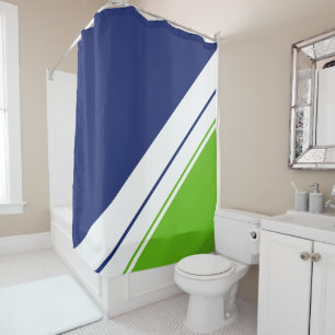 Rideaux De Douche Sporty Navy Lumineuse Laine Large Blancs de course