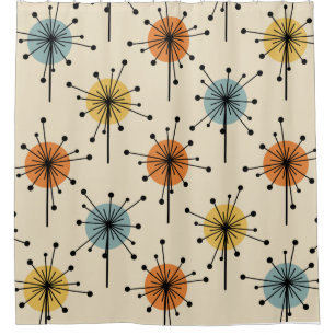 Rideaux De Douche Spoutnik Starburst Fleurs Retro