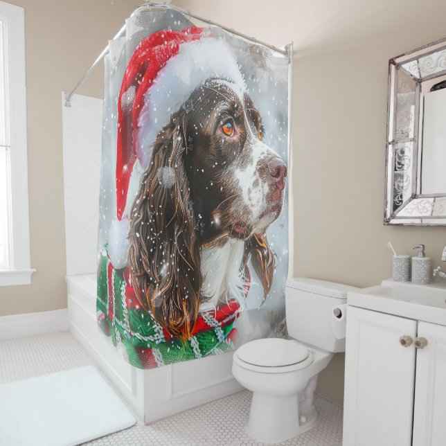 Rideaux De Douche Springer Spaniel chien Noël Fête (En situation)