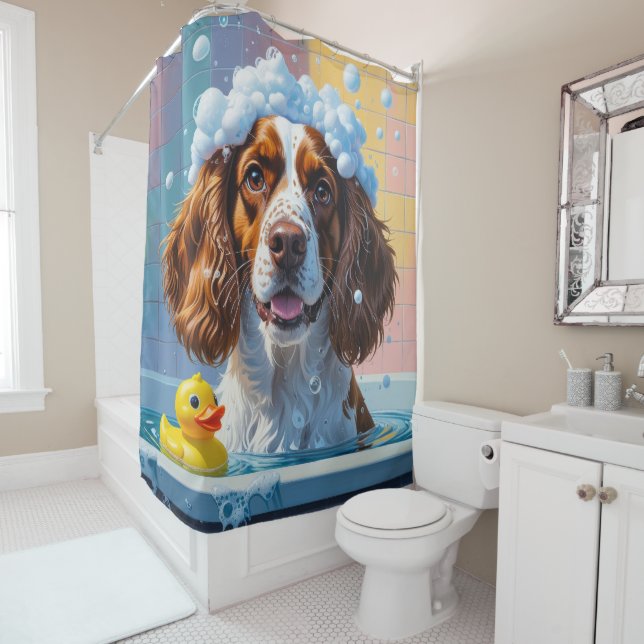 Rideaux De Douche Springer Spaniel Dégoulinant Endormi Mignon Drôle (En situation)