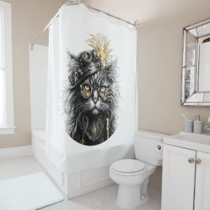 Rideaux De Douche Sprocket-Paws Le Chat Steampunk Funky