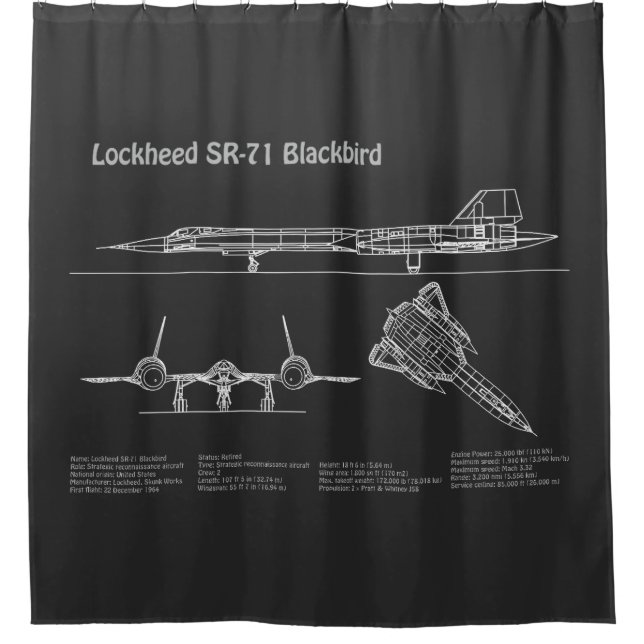 Rideaux De Douche SR-71 Blackbird - Plan directeur de l'avion PD (Devant)