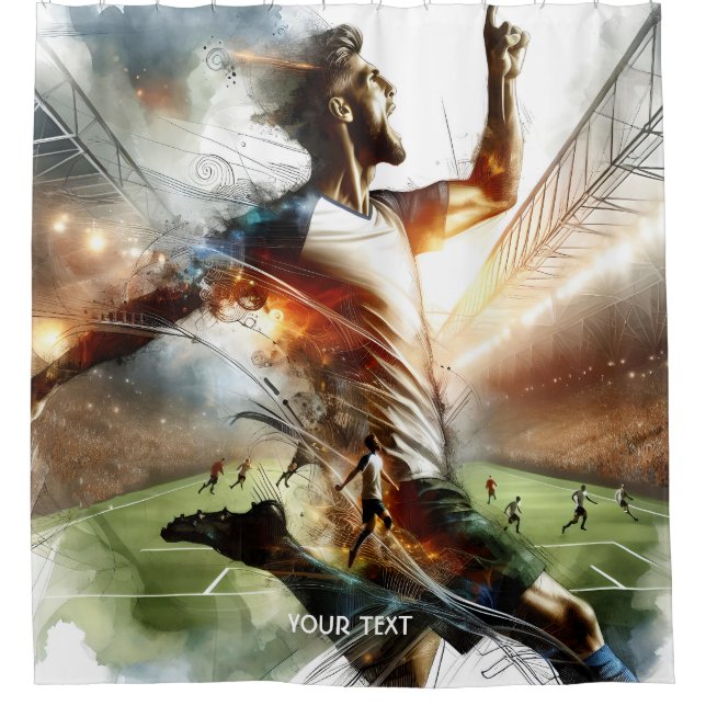 Rideaux De Douche Stade du joueur de football mignon Imaginaire (Devant)