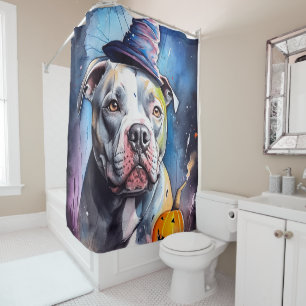 Rideaux De Douche Staffordshire américain Halloween avec citrouilles