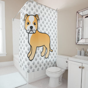 Rideaux De Douche Staffordshire Bull Terrier Fauve Et Blanc