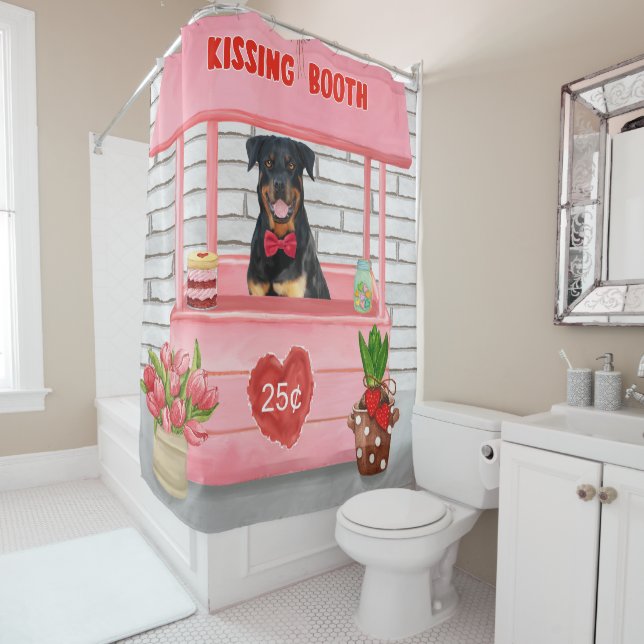 Rideaux De Douche Stand de baisers de la Saint-Valentin pour chien R (En situation)