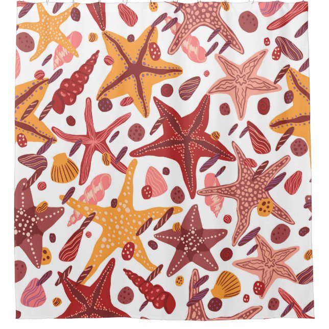 Rideaux De Douche Starfish Shells : Motif scandinave (Devant)
