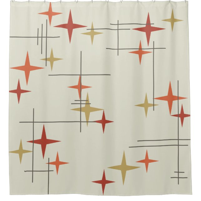 Rideaux De Douche Stars du Mid Century (Devant)