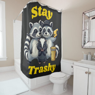 Rideaux De Douche Stay Trashy Funny Raccoon, Opossum, Skunk funny