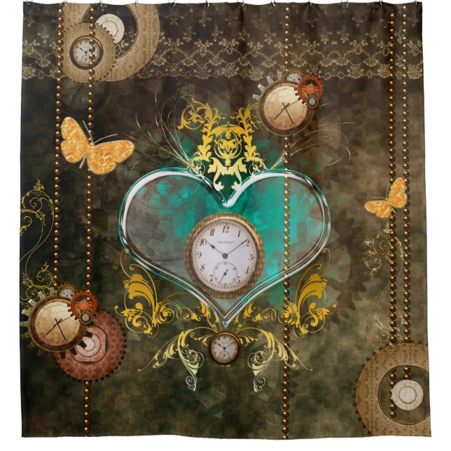 Rideaux De Douche Steampunk, coeur merveilleux (Devant)
