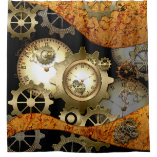 Rideaux De Douche Steampunk, horloges et vitesses