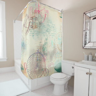 Rideaux De Douche Steampunk victorien   Watercolor Grunge Pastel