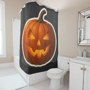 Rideaux De Douche Sticker Citrouille Halloween éffrayant
