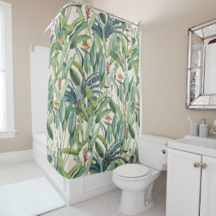 Rideaux De Douche Strelitzia, bananier de la jungle tropicale verte
