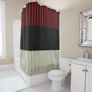 Rideaux De Douche Stripes Color Pop - Rouge & Crème