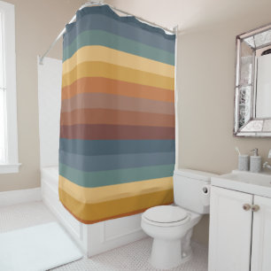 RIDEAUX DE DOUCHE STRIPES DE TON DE TERRE À GRANDE ÉCHELLE