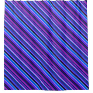 Rideaux De Douche stripes en bleu et purple