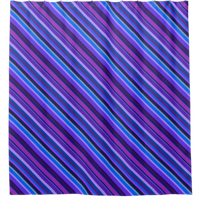 Rideaux De Douche stripes en bleu et purple (Devant)