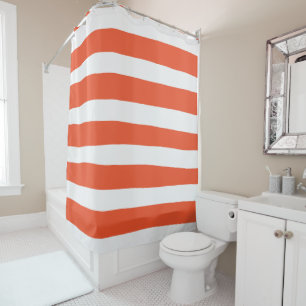 Rideaux De Douche Stripes inégales - Orange et blanc