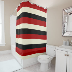 Rideaux De Douche Stripes inégales - Rouge et Crème