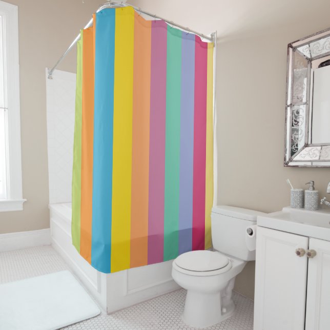 Rideaux De Douche Stripes printanières animées (En situation)