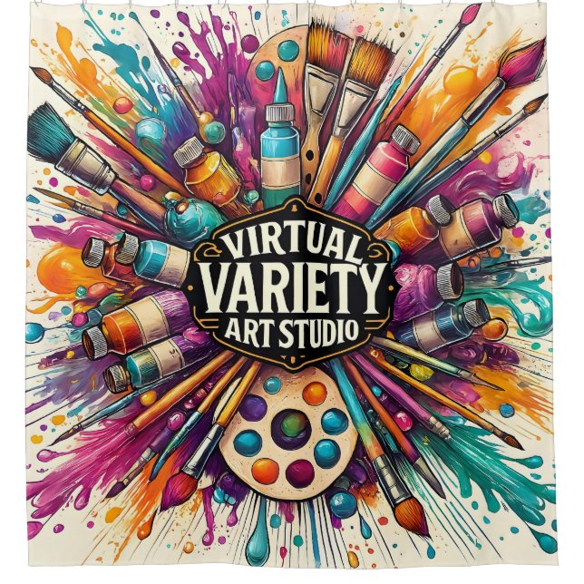 Rideaux De Douche Studio d'art varié virtuel – Peinture créative écl (Devant)