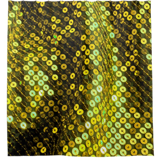 Rideaux De Douche Style années 80 closeup textile paillée. (Devant)