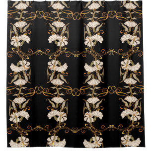 Rideaux De Douche Style Art Nouveau : Vintage or-noir.