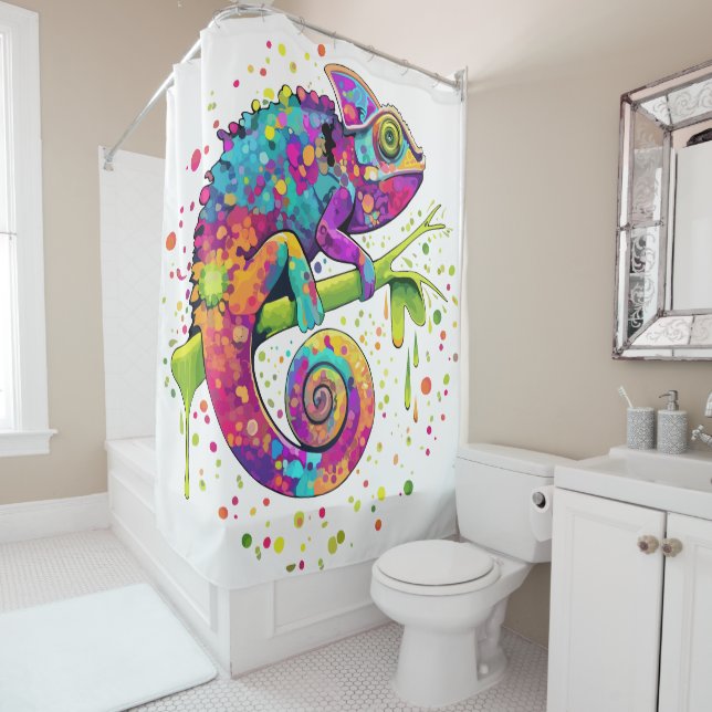 Rideaux De Douche Style d'aquarelle des teintures Chameleon (En situation)