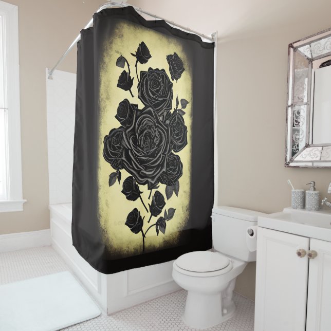 Rideaux De Douche Style gothique Rose noir (En situation)