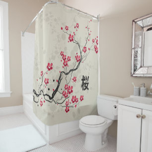 Rideaux De Douche Style oriental Sakura Cherry Blossom Art