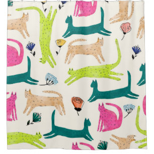 Rideaux De Douche Style rétro Fleur abstraite et illustration de ch