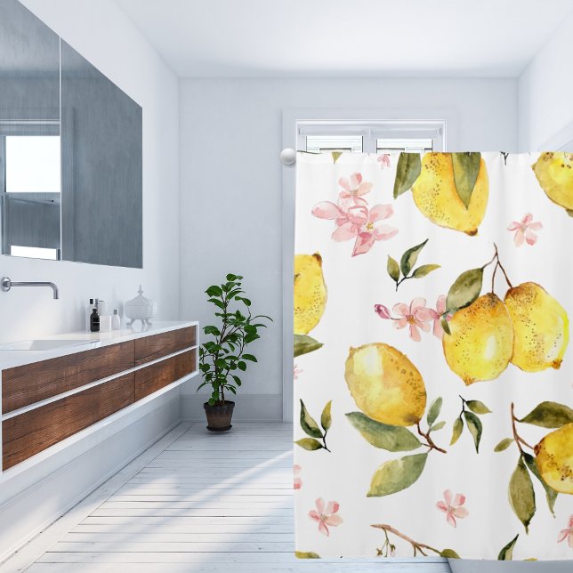 Rideaux De Douche Style Toscane citron floral (Créateur téléchargé)