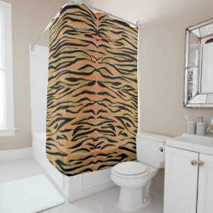Rideaux De Douche Stylish Black Gold Tiger Animal Print