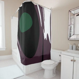 Rideaux De Douche Submersion : Noir Abstrait, Blanc, Violet & Vert