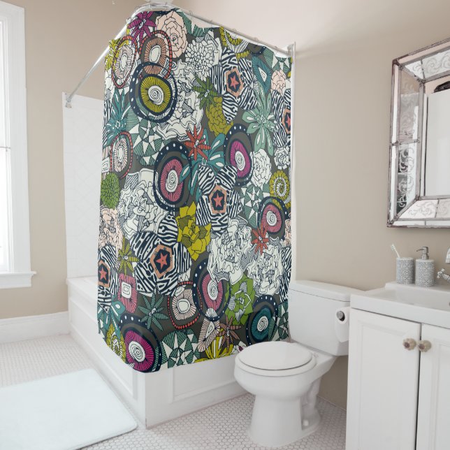 Rideaux De Douche succulents multi foncé (En situation)