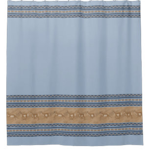 Rideaux De Douche Sud-ouest Pronghorn Antelope Blue & Tan Motif