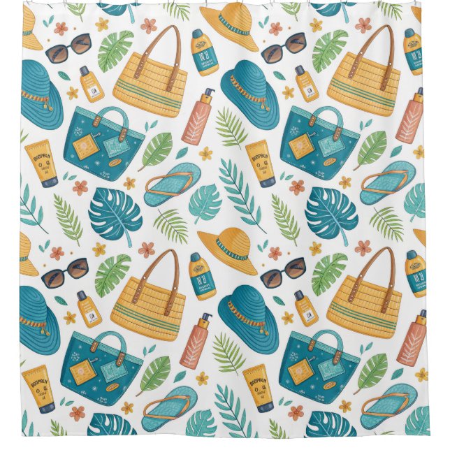 Rideaux De Douche Summer Beach Essentials Pattern (1) (Devant)